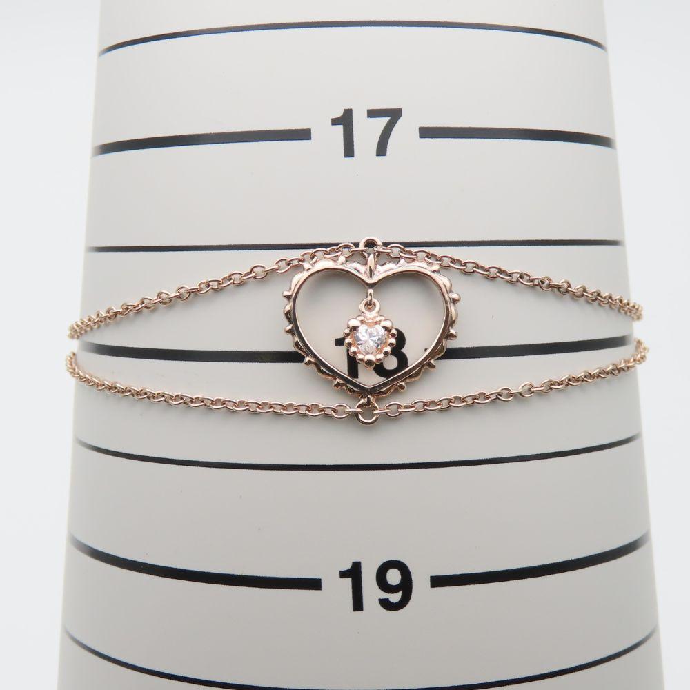 Used Samantha Tiara bracelet Double Silver/Rhinestone 2.3g Pink gold heart