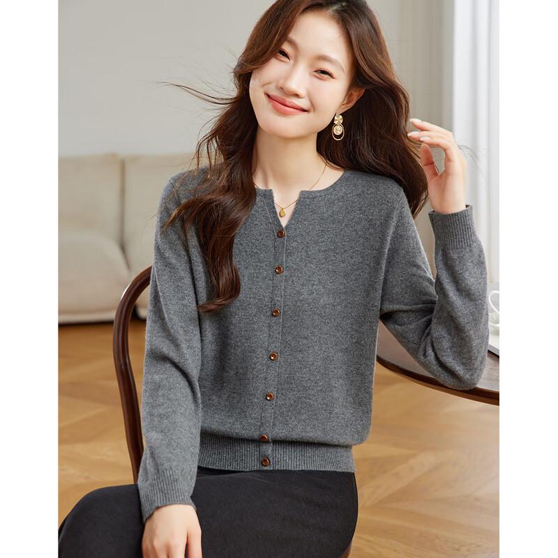 

Women s 100% Cashmere V-Neck Pullover Sweater with Faux Buttons M