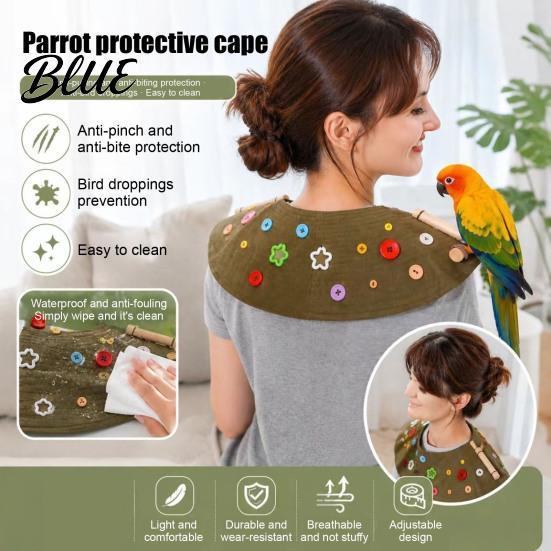 Kaketoe Schouderbeschermer Papegaai Beschermer Cape Vogelpoep Sjaal met Zitstok Anti-Kras Klauw Kras Training voor Kaketoes Conures Parkieten,