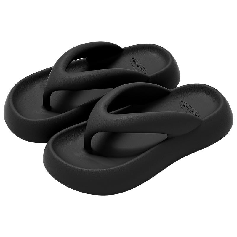 

Летние женские шлепанцы на толстой подошве, пляжные, для улицы, модные, удобные, нескользящие тапочки, дышащие, повседневные, женские домашние шлепанцы 38-39 чёрный