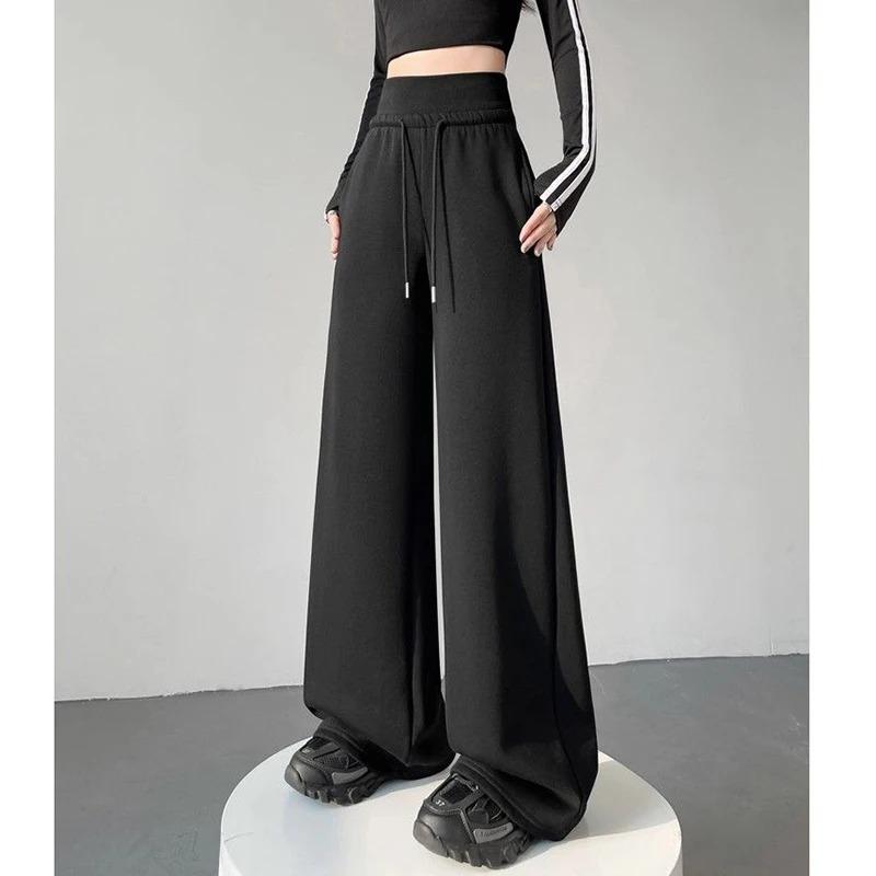 Women Classic High Wast Trousers Girls Loose Fit Wide Leg Casual Pants Chic Korean Sweatpants