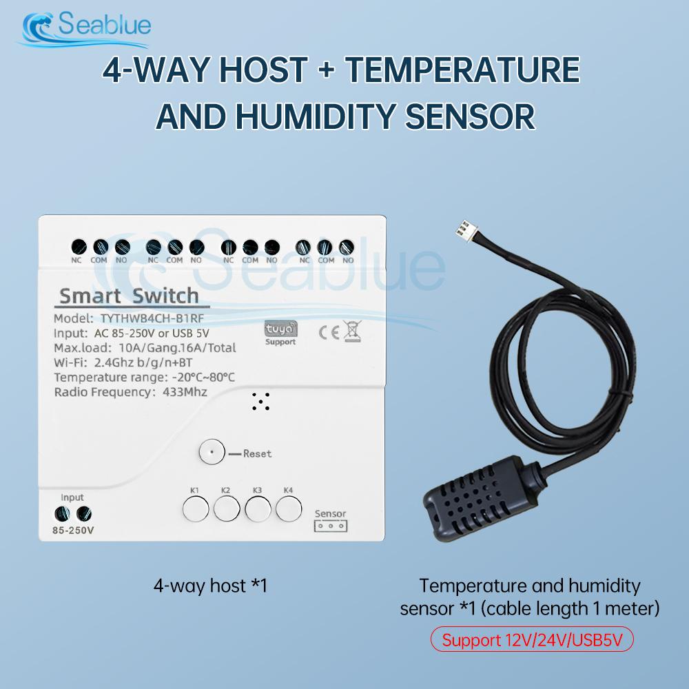 10A/16A Tuya Smart Wifi Switch DIY Module 4-Way Control 433MHz Wireless Switch Temperature Humidity Sensor With Alexa Google