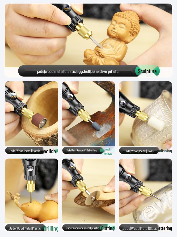 Menait Wireless Engraving and Polishing Pen - Rechargeable Electric Grinder and Drill for Wood Carving
