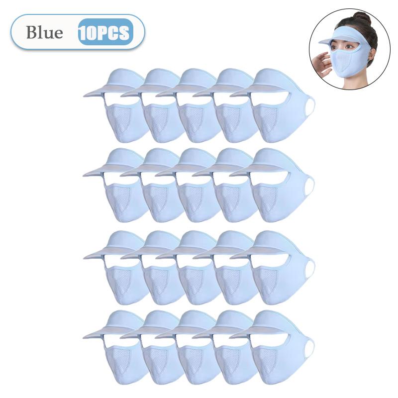 1-20PCS Women‘s Summer Ice Silk Sun Hat with Full Face Mask Breathable UV Protection Lightweight Washable for Outdoor Travel