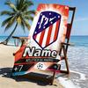Custom Name Personalized Atletico Madrid Print Beach Towel, for Trip Camping Beach Party Home Decor, Birthday Gift for Family & Friends