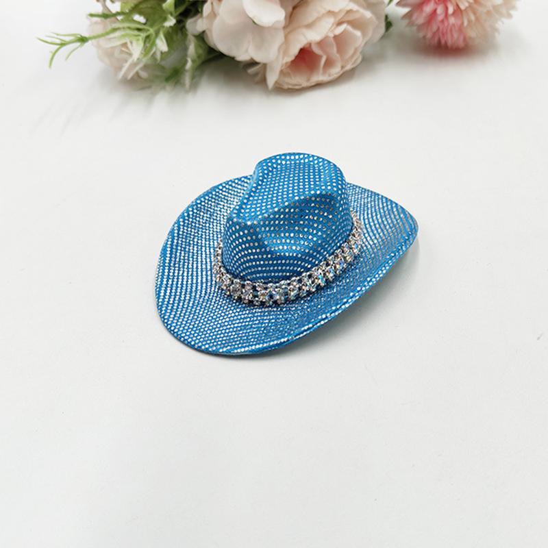 Holographic Neon Glitter Mini Cowboy Hat Western Theme Party Decoration Shiny Prop for Birthday Festival Events