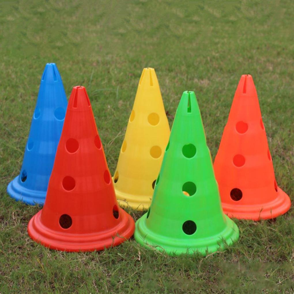 12 Pieces PE Cone Portable Replacing Solid Color 23cm Basketball Football Sport Training Cones Aid Accessories