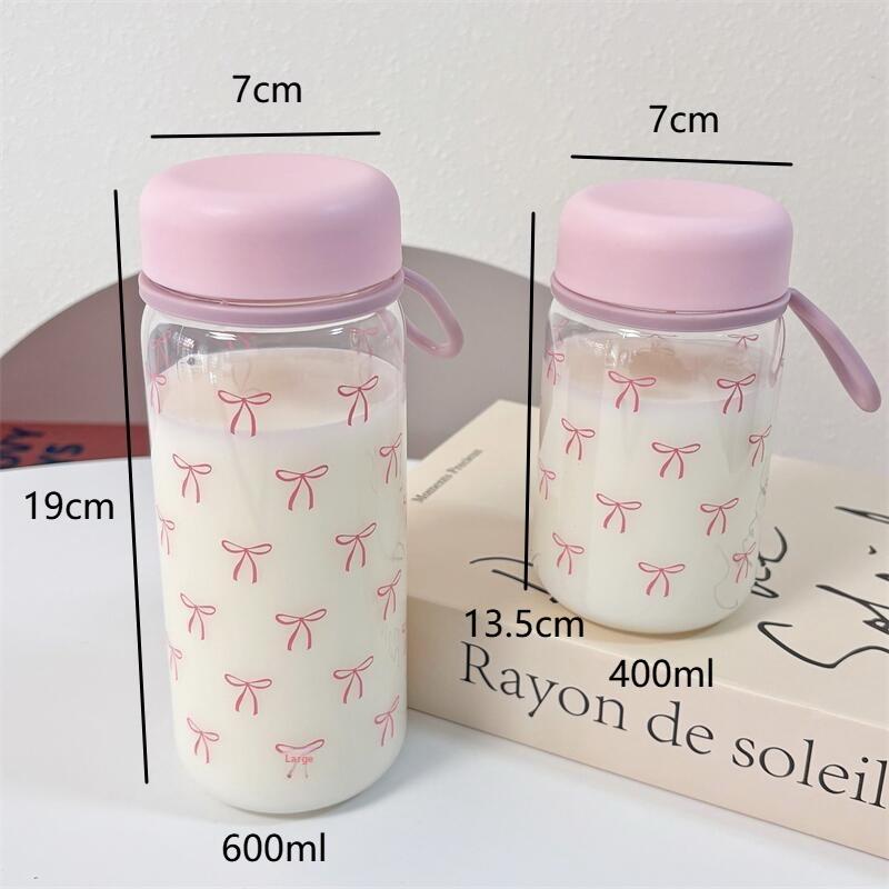 Bowknot Plastic Water Cup Student Portable Cold Drink Cup Coffee Juice Milk Portable Large Capacity Water Cup