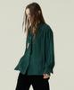 VOYONN Modified Dot Jacquard Shirred Party Blouse Green 0119
