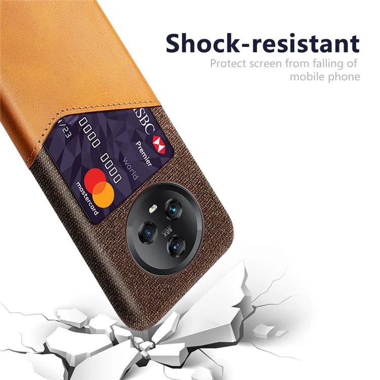 For Honor Magic5 Anti-scratch Phone Case with Card Slot Cloth Texture PU Leather PC Shell