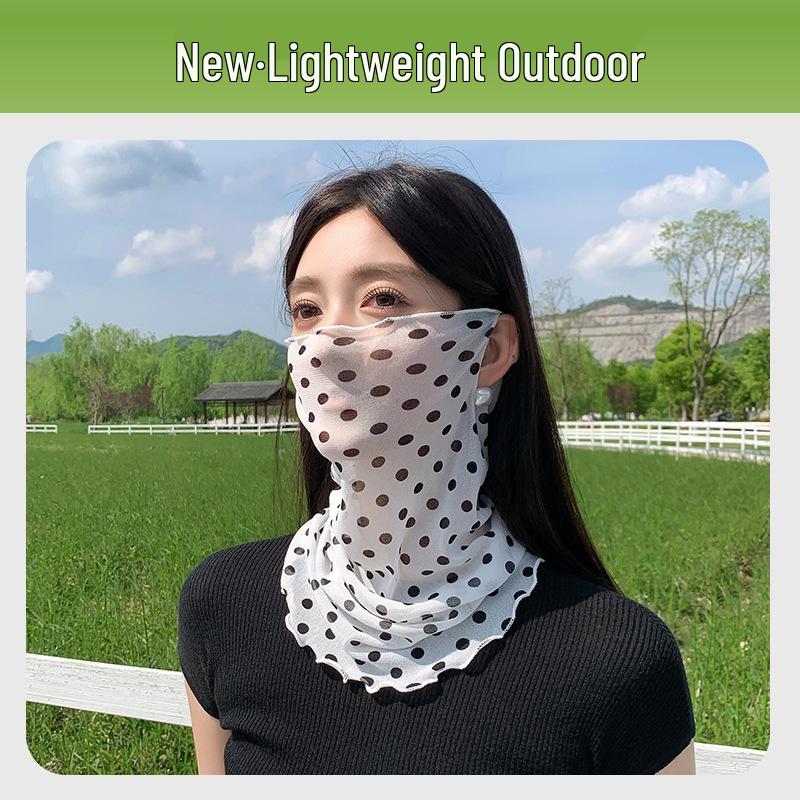 Women's Summer Face Mask: High Elastic Silk Scarf, Full Face and Neck Protection, Cycling Ear-Hanging Ice Silk Gaiter.