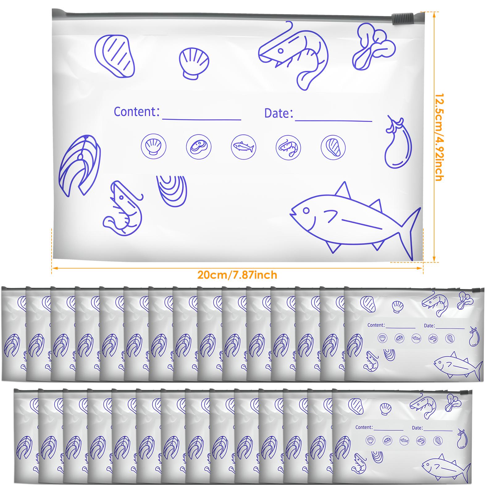 120Pcs Aluminum Foil Sealable Storage Bag with Label Reusable Vacuum Zipper Pouch for Food Freezing Storage Sealable Bag