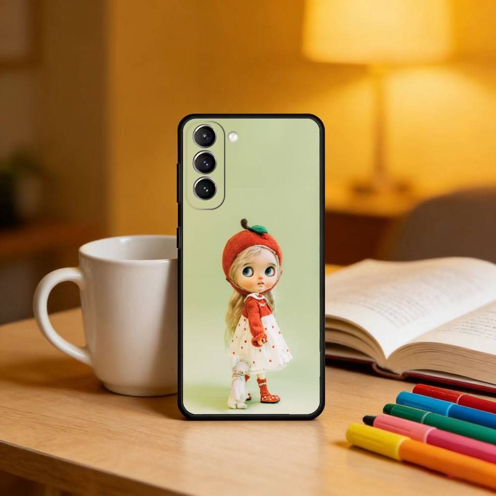 Fashion Doll Blythe Phone Case For Samsung S25,24,23,22,30,21,10,9,Ultra,Plus,Lite,FE,4,5 G Soft Black Case