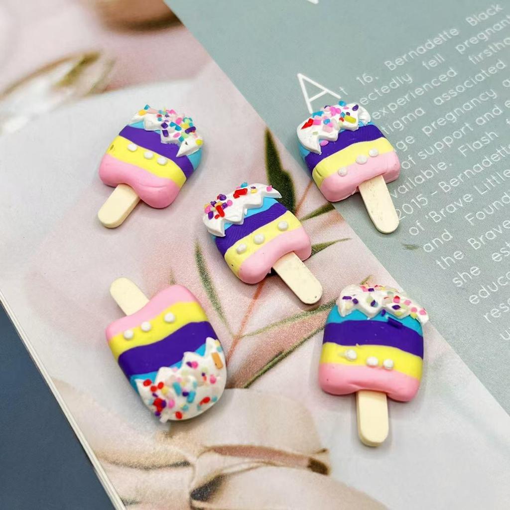 Simulation Toy Soft Clay Ice Cream Popsicle DIY Craft Kit: Phone Case, Hair Clip & Accessories.