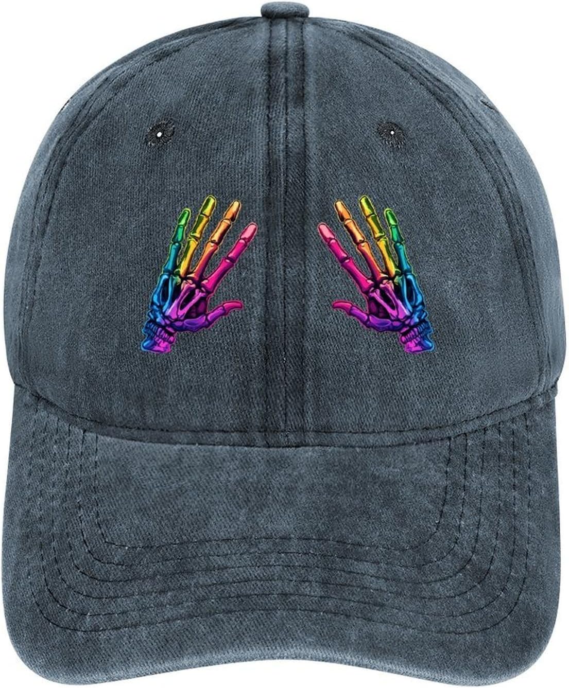 

Rainbow Skeleton Hands Print Baseball Cap Unisex Adjustable Cotton Sun Hat Outdoor Golf Cap One Size