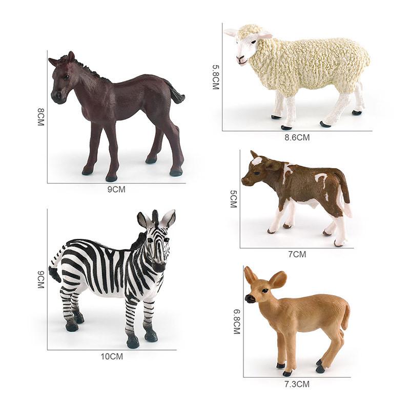 Lifelike Plastic Animal Models Featuring White-tailed Deer Zebra Cow Sheep And Foal