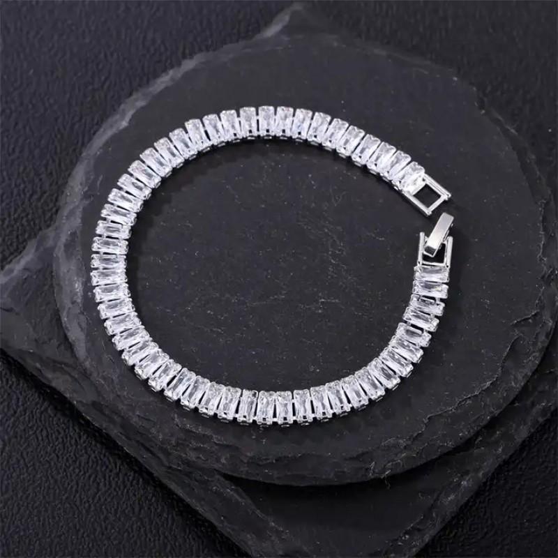 Geometric Zirconia Tennis Bracelet Men Women Titanium Steel Lightweight Luxury Minimalist Jewelry Zirconia Tennis Bracelet