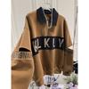 Plus Size Women Long Sleeve Hoodie Spring Autumn Loose Casual Oversized Lapel Zipper Patchwork Sweatshirt