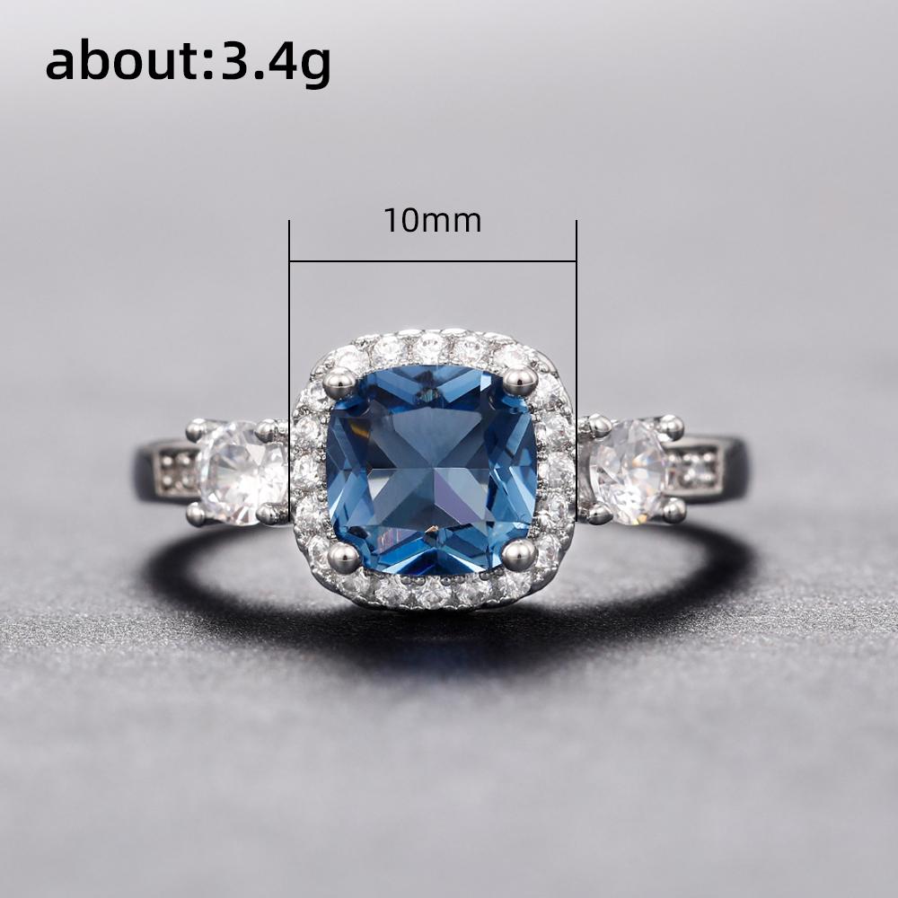 New Unique Blue Cubic Zirconia Rings 2022 Temperament Luxury Engagement Wedding Bands Women's Rings Anniversary Party Jewelry