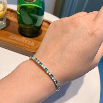 Gioielli Retro Coreano Classico Micro-Incastonato Colorato Tesoro Smeraldo Bracciale