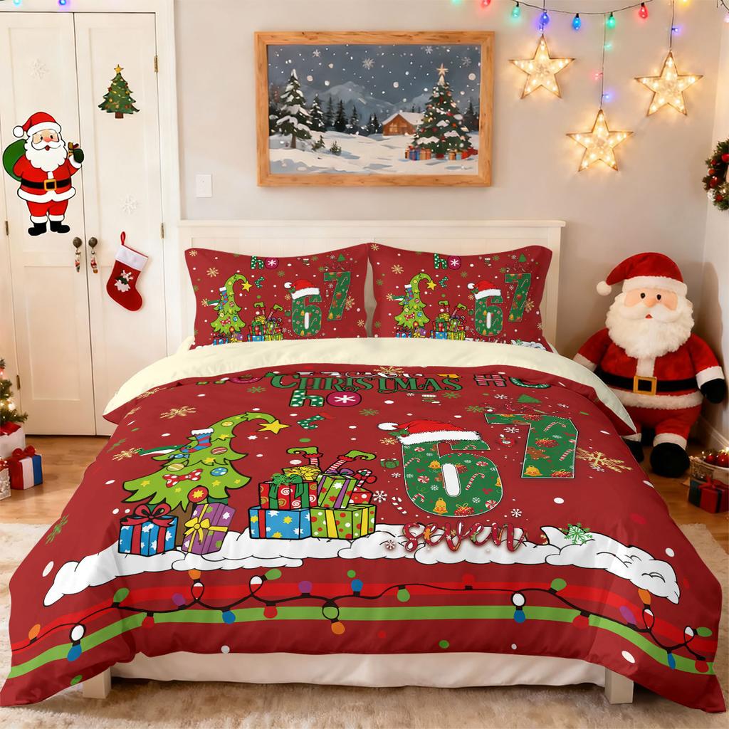 Bed Three-Piece Set Green Hair Monster Hand Pillow Cover Quilt Cover Digital Printing Bedding