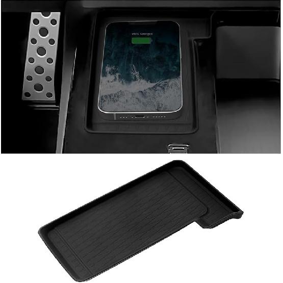 3PCS Center Console Organizer Compatible With Toyota 2025 2026 Camry Accessories Silicone Wireless Charging Anti-Slip Mat ABS Material Armrest