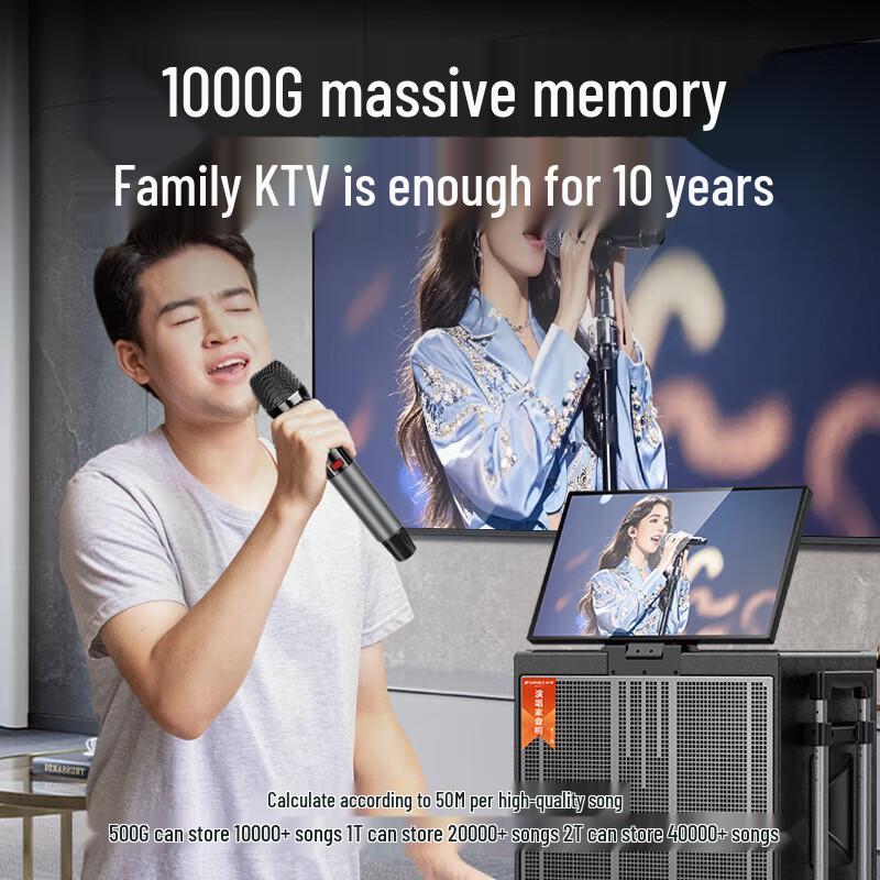 SANSUI Outdoor Karaoke Speaker System with 21-inch Screen