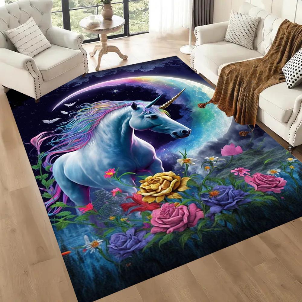 Beautiful Unicorn Carpet Design for Dormitory Hallway Living Rooms Outdoor Anti-slip Rug Office Home Decor