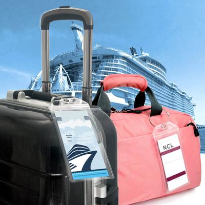10 Pcs Cruise Luggage Tag with Loop Wide Luggage Tag Holder Cruise Essentials Zip Seal Tag Reusable Waterproof Cruise Document Holder Carnival