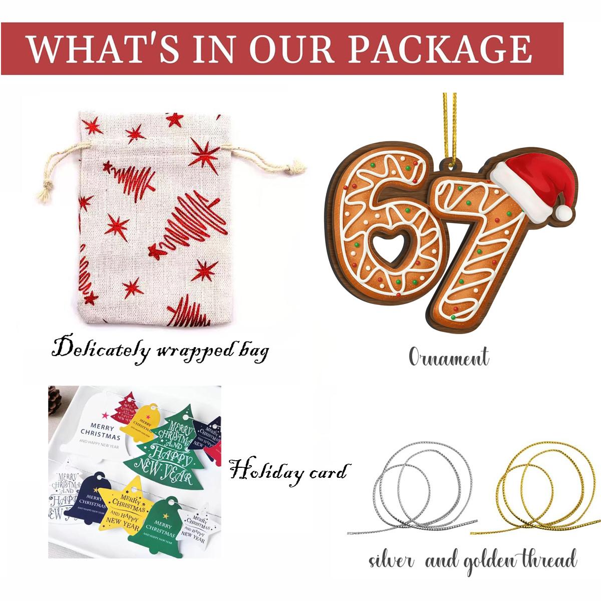 

Gingerbread - Style Christmas Ornament Number 67 with Santa Hat Festive Hanging Decoration for Christmas Tree Home & Holiday