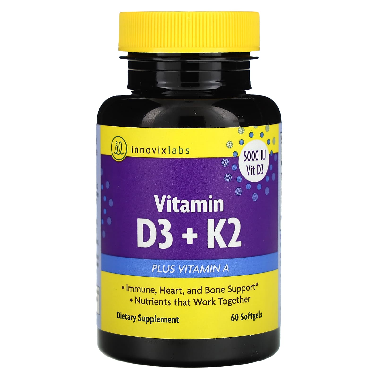 

InnovixLabs, вітамін D3 + K2, 60 м яких капсул