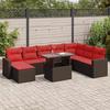 VidaXL Garden Furniture Set with Cushions 9pcs Brown Braided Resin Acacia, Outdoor Sofa Set, Garden Lounge Set 3326375