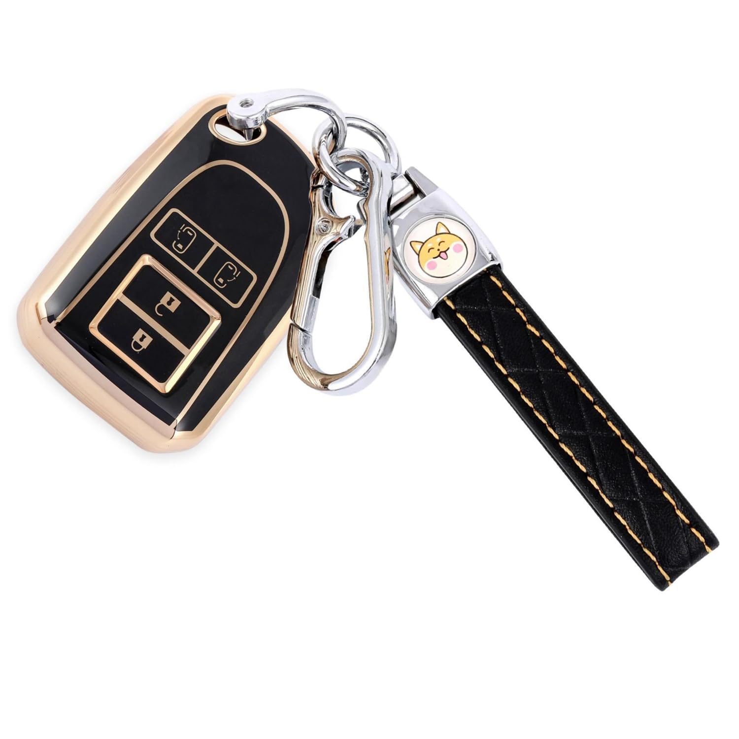 

[ХОЙЗЕ] Чехол для ключа Hiace Чехол для ключа Чехол для смарт-ключа Брелок для ключей Милый шиба-ину (Золотой Черный)