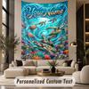 Ocean Mermaid (117) Theme Personalized Tapestry Custom Name Text Wall Hanging Tapestry Home Background Decoration