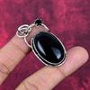Black Onyx & Black Spinel Gemstone Silver Jewelry, 925 Sterling Silver Pendant, Handmade Designer Onyx Pendant Gift For Catholics