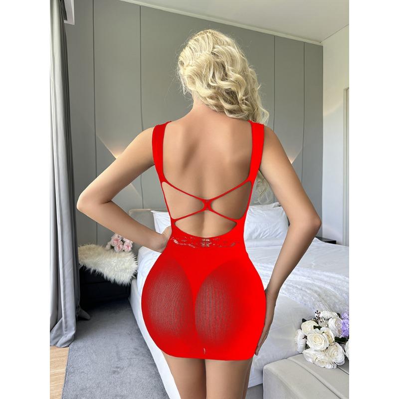 Sex Underwear Sexy Jacquard Mesh Hip Skirt One-body Hollow Perspective Suit