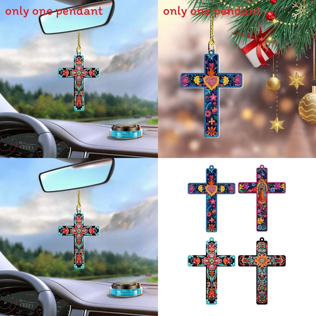 Car Decor Easter Acrylic Cross Pendant With Minimalist Look For Auto Interior
