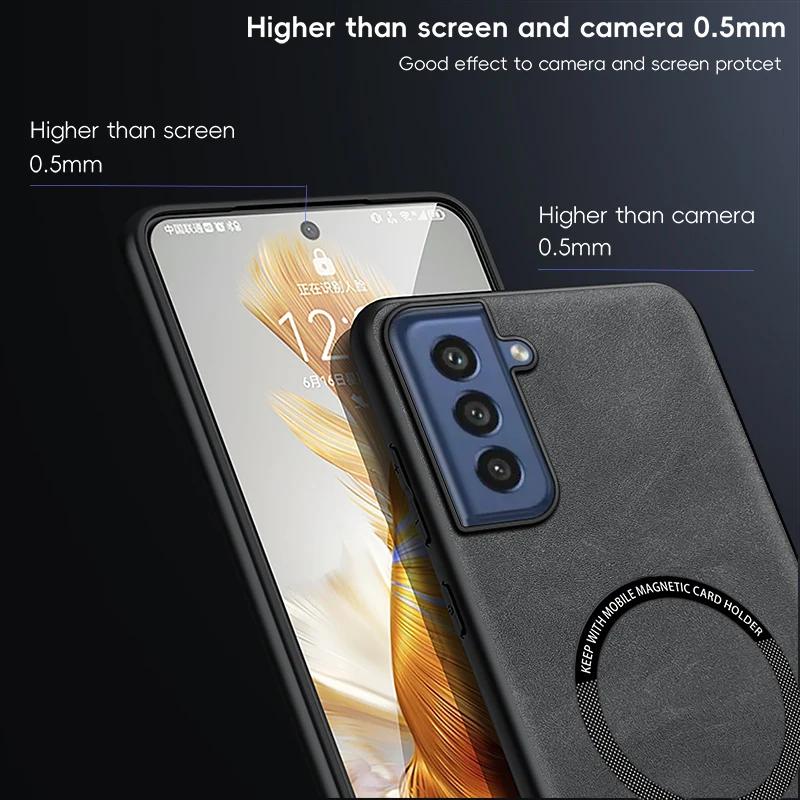 Magnetic Retro Leather Soft Case For Samsung Galaxy S21 FE S21FE Wireless Charging Phone Case Cover