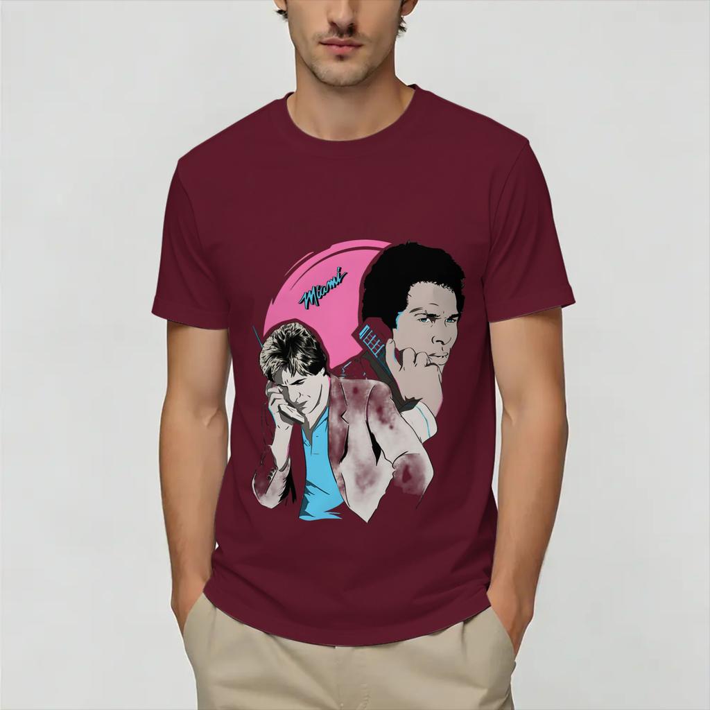 Vintage Miami Vices Unisex T-Shirt Lustige T-Shirts Kurzarm Rundhals T-Shirts 100% Baumwolle Erwachsenenkleidung
