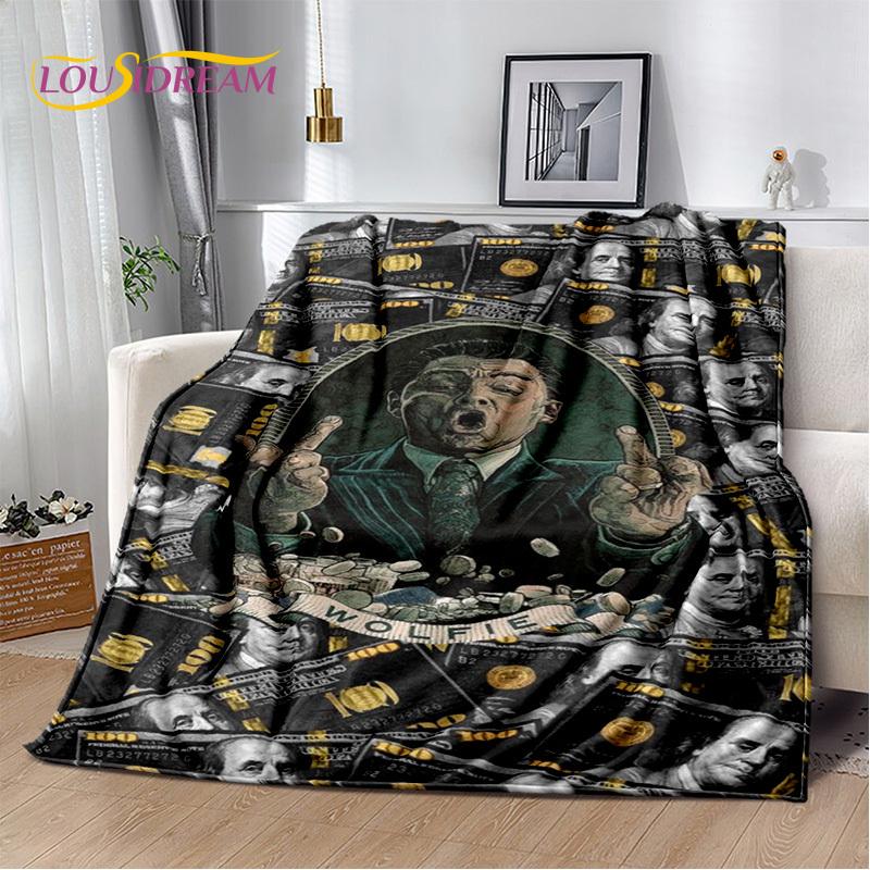 Zengin Dolar Euro Pound Para 3D Karikatür Battaniye, Yumuşak Atmak Battaniye Ev Yatak Odası Yatak Kanepe Piknik Ofis Seyahat Kapak Hediye Çocuk