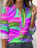 2026 Women's Shirts Geometric Graphics Blouse Modern Lapel Neck Blouse Women's Long Sleeve Shirts Womens Clothes Female Clothing