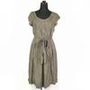 100% Silk Short Sleeve Dress with Belt/Size 6/S/Brown Polka Dot/
