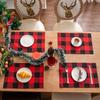 Christmas Placemats Table Mats Plaid Snowflake Santa Claus Coaster Pad Cup Dining Kitchen Placemat Non-Slip Home Decorations
