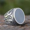 2024 New  Flat Black Crystal Carved Pattern Men's Ring European and American for Teen Gift Ring Jewelry
