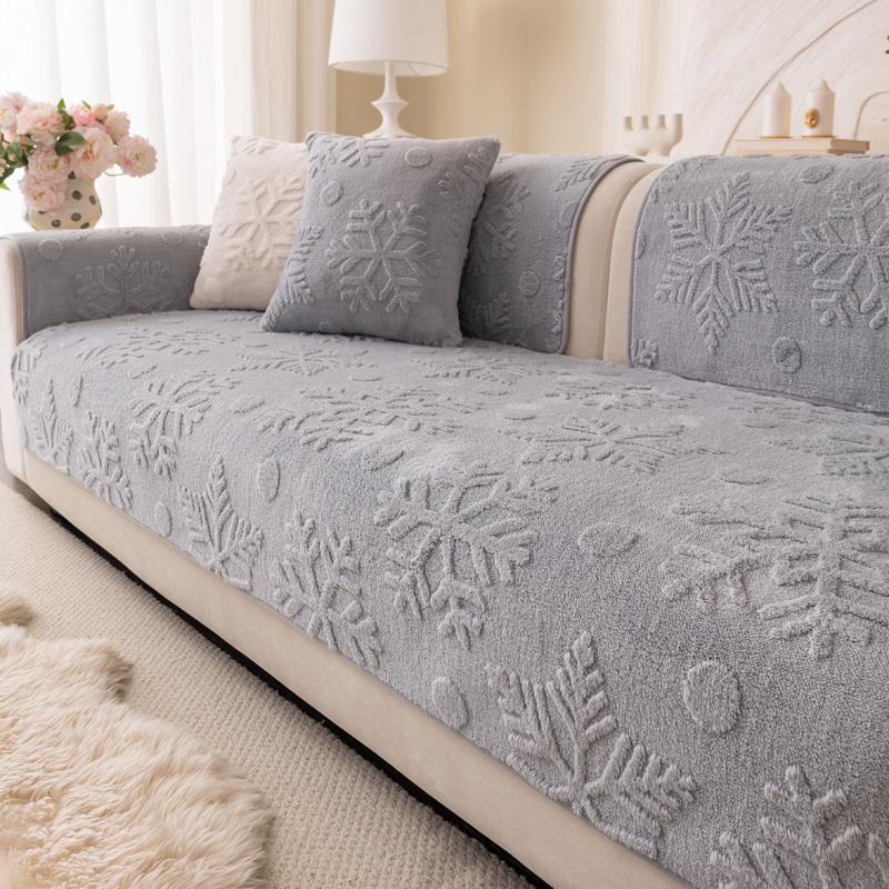 

Мягкий и Нескользящий Утолщенный Чехол на Подушку для Дивана Плюшевый для Гостиной Чехол для Дивана Универсальное Полотенце для Сиденья Снежинка Однотонное 70x120cm