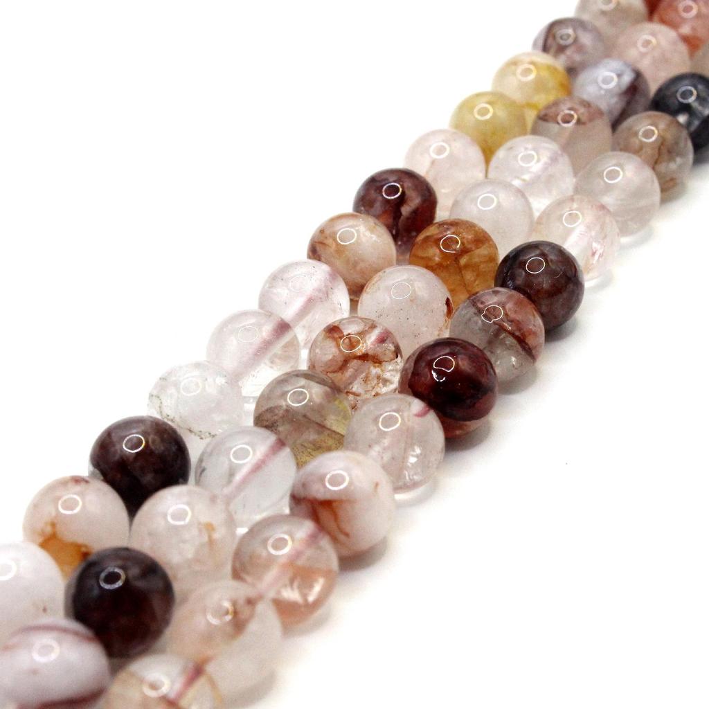 Red Phantom Quartz Round Loose Beads for DIY Jewelry and Accessories