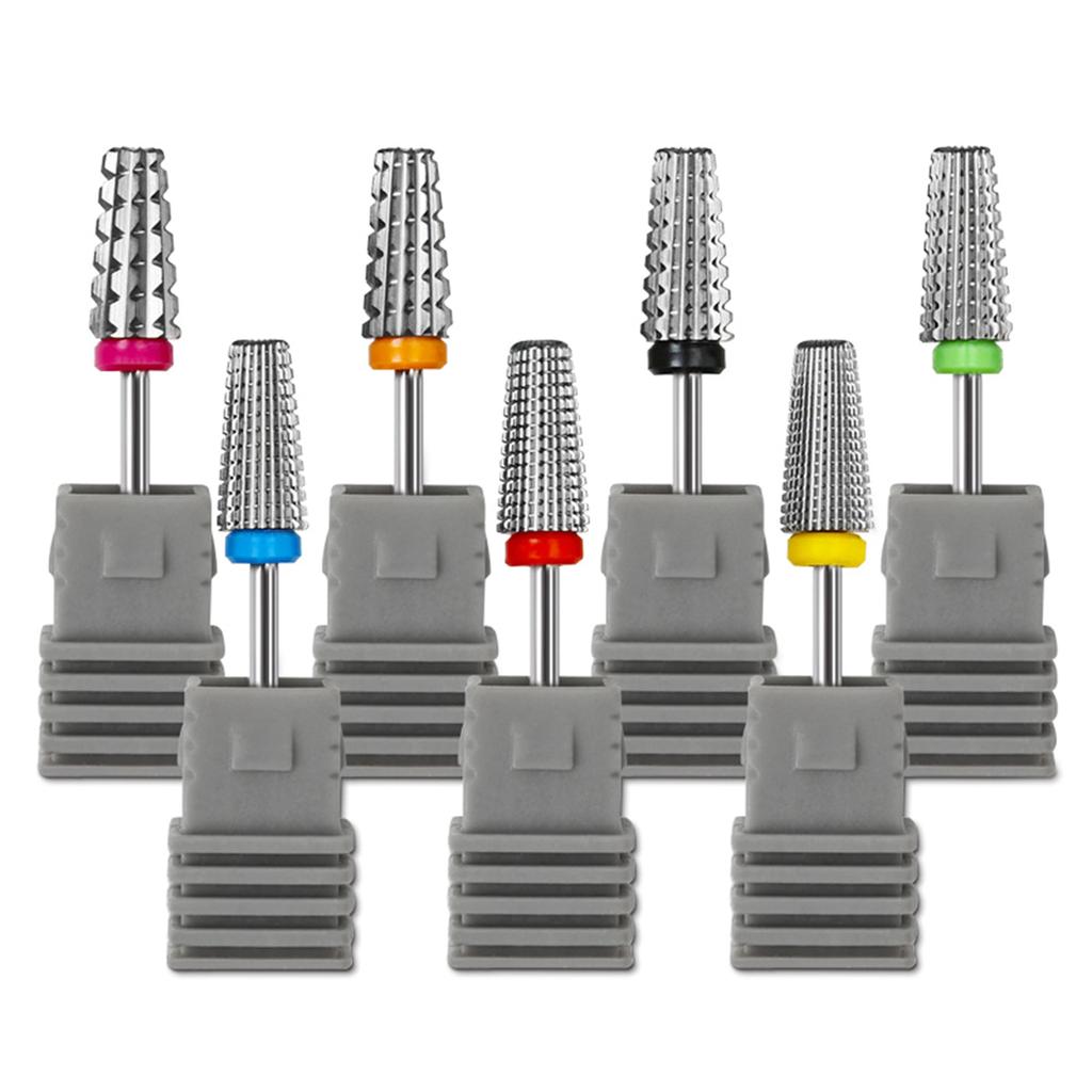 5 In 1 Tungsten Nail Drill Bits Carbide Milling Cutter Nail Sander Tips for Electric Nail File Cuticles Clean Tools