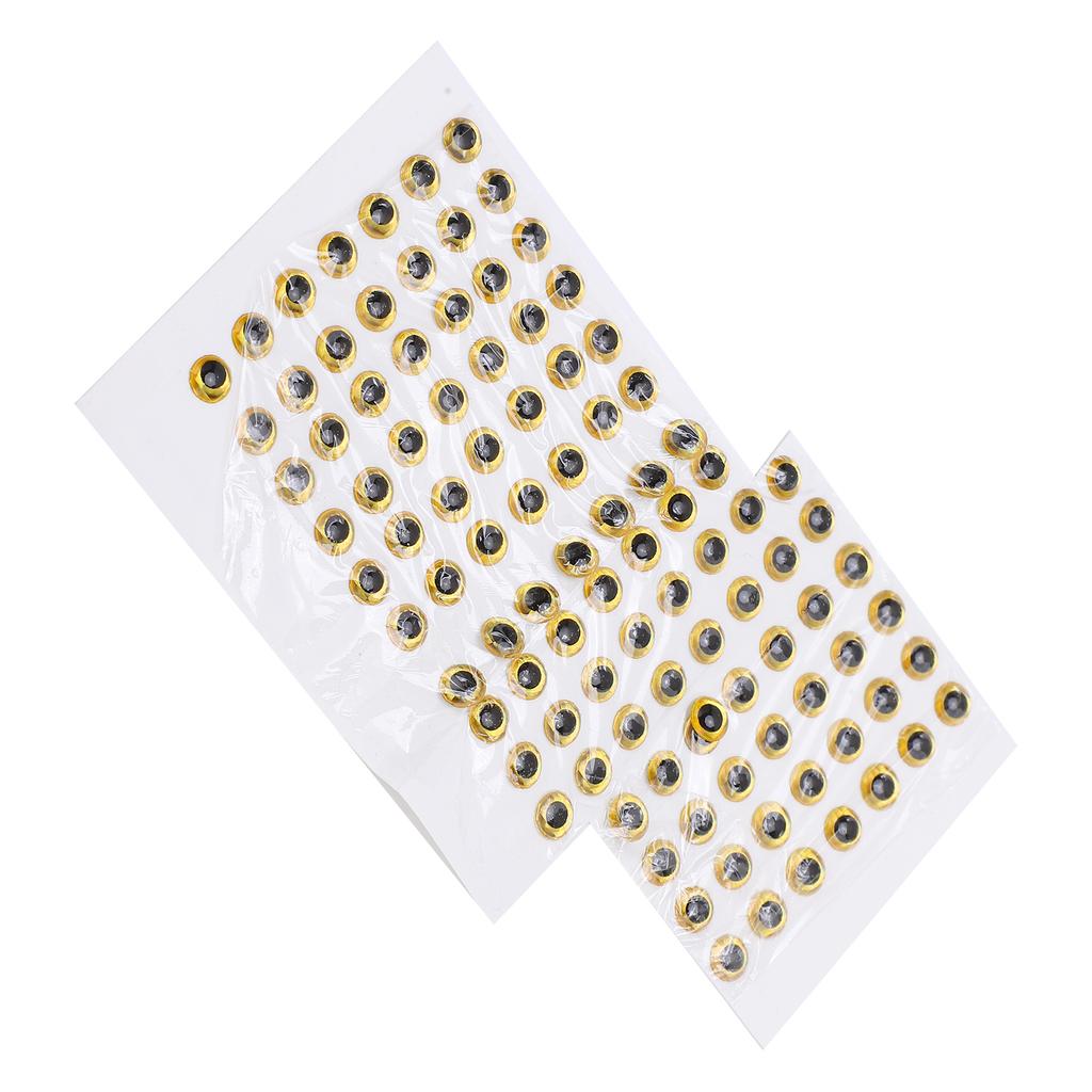 100 ks Oči na rybářské nástrahy Trojrozměrné Lepivé Lehké Odolné Nálepky rybího oka pro výrobu rybářských nástrah(Zlato )