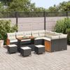 Garden Sofa Set with Cushions 13 Pcs Black and Cream