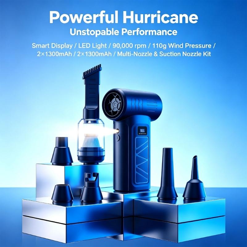 Electric Air Blower with Two 1,300 mAh Battery Cells and Concentrated Blowing Action for Keyboard Gaps, Window Tracks, and Desk Surfaces